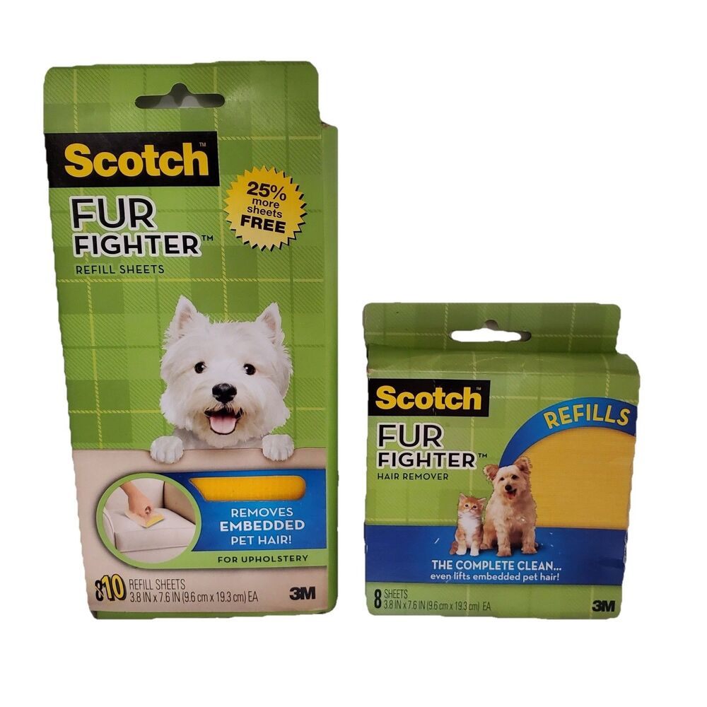 Scotch Fur Fighter Pet Hair Remover Refills 18 Sheets 3.8” x 7.6” Discontinued